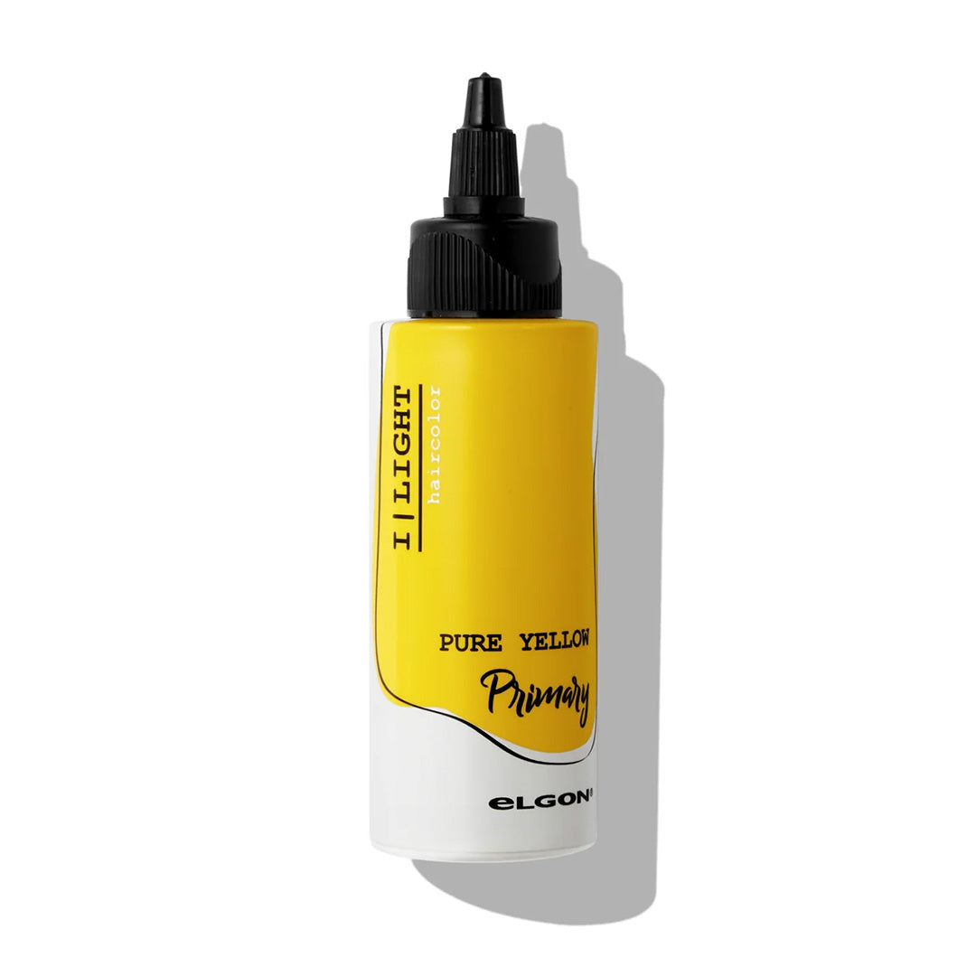 Colorazione diretta giallo puro, flacone bianco e giallo con pratico tappo dosatore di colore nero