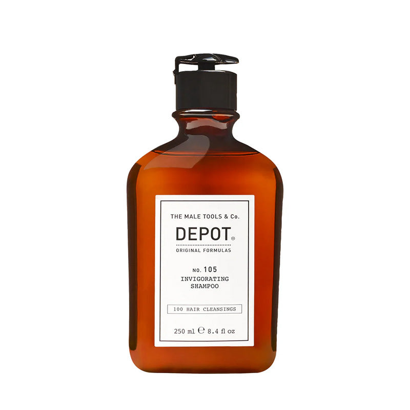 Bottiglia ambrata da 250ml con una etichetta bianca e un tappo flip top nero.