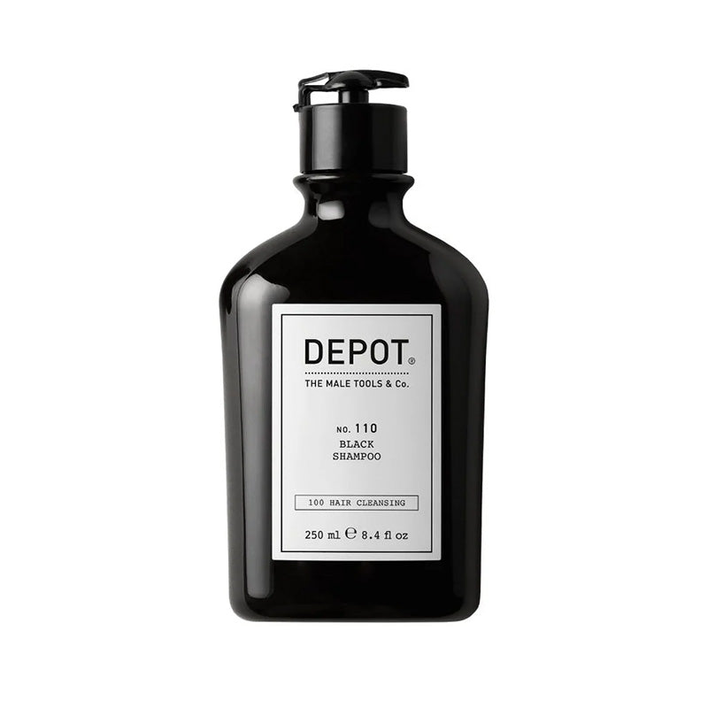 Bottiglia nera da 250ml con una etichetta bianca e un tappo flip top nero.