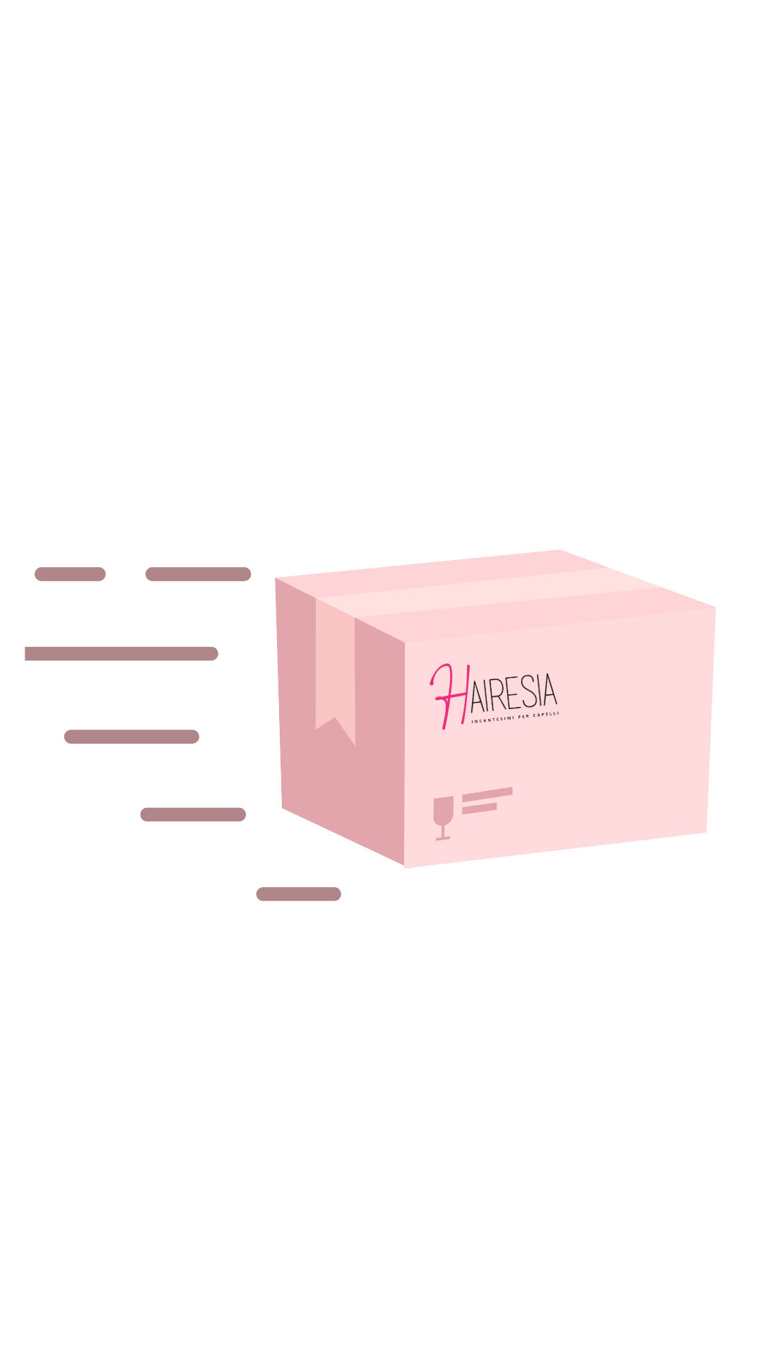 Pacco rosa con scritta Hairesia 