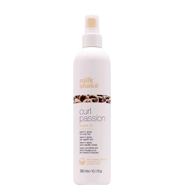Flacone bianco con tappo spray e cappuccio trasparente. Piccola immagine sul fronte della  bottiglia dei frutti.